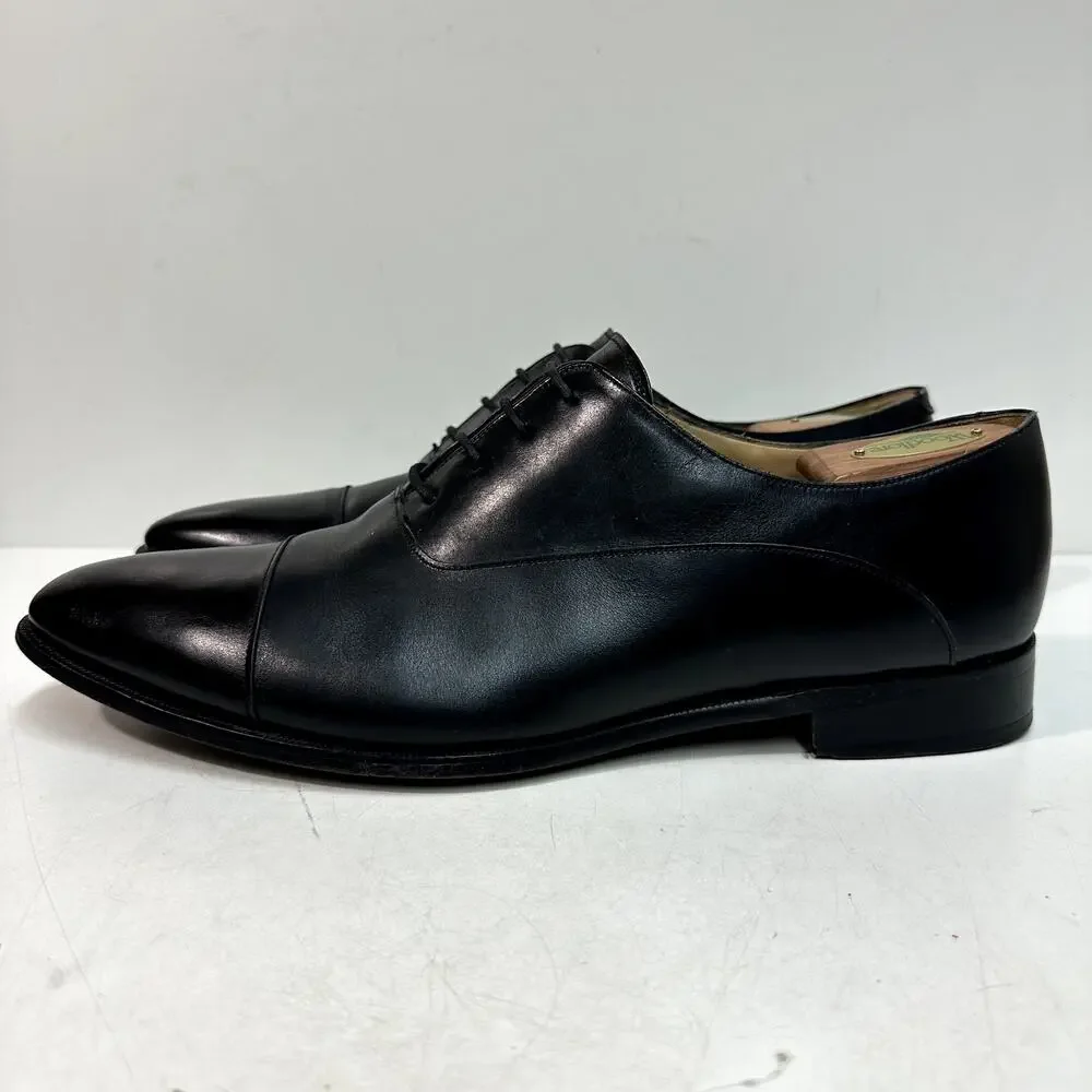 VERY GOOD Jack Erwin Cap-Toe Oxford Black Calf Made in Spain Men's 13